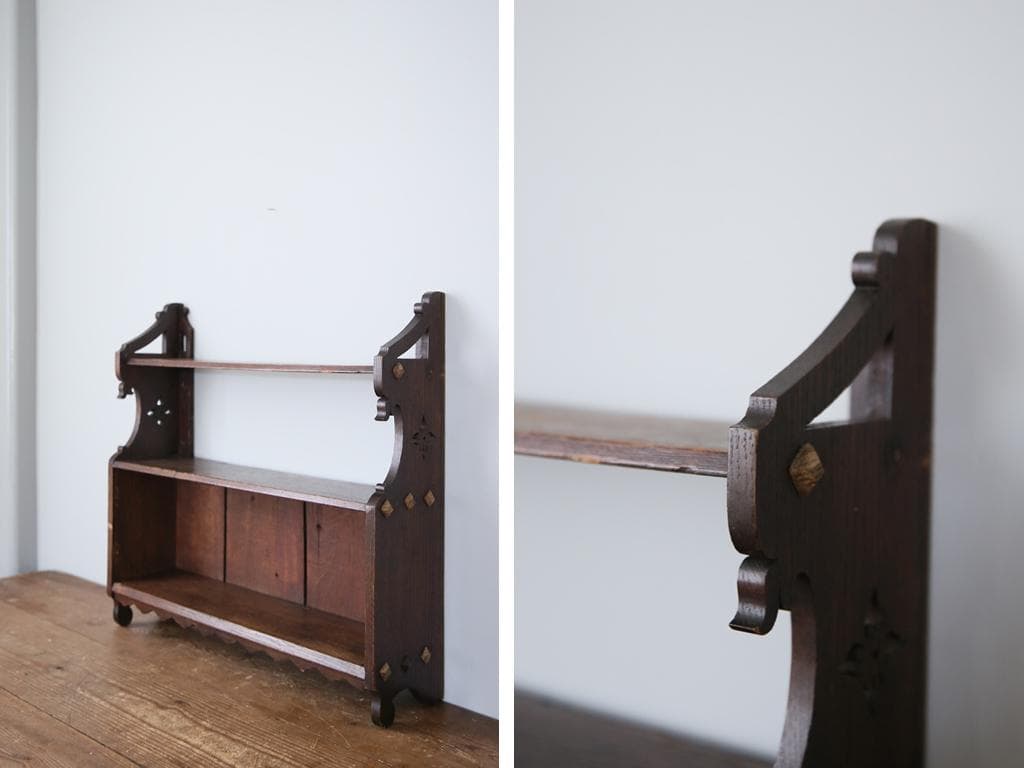 英国アンティーク木製ウォールシェルフ/飾り棚/キャビネット/ラック(89-212