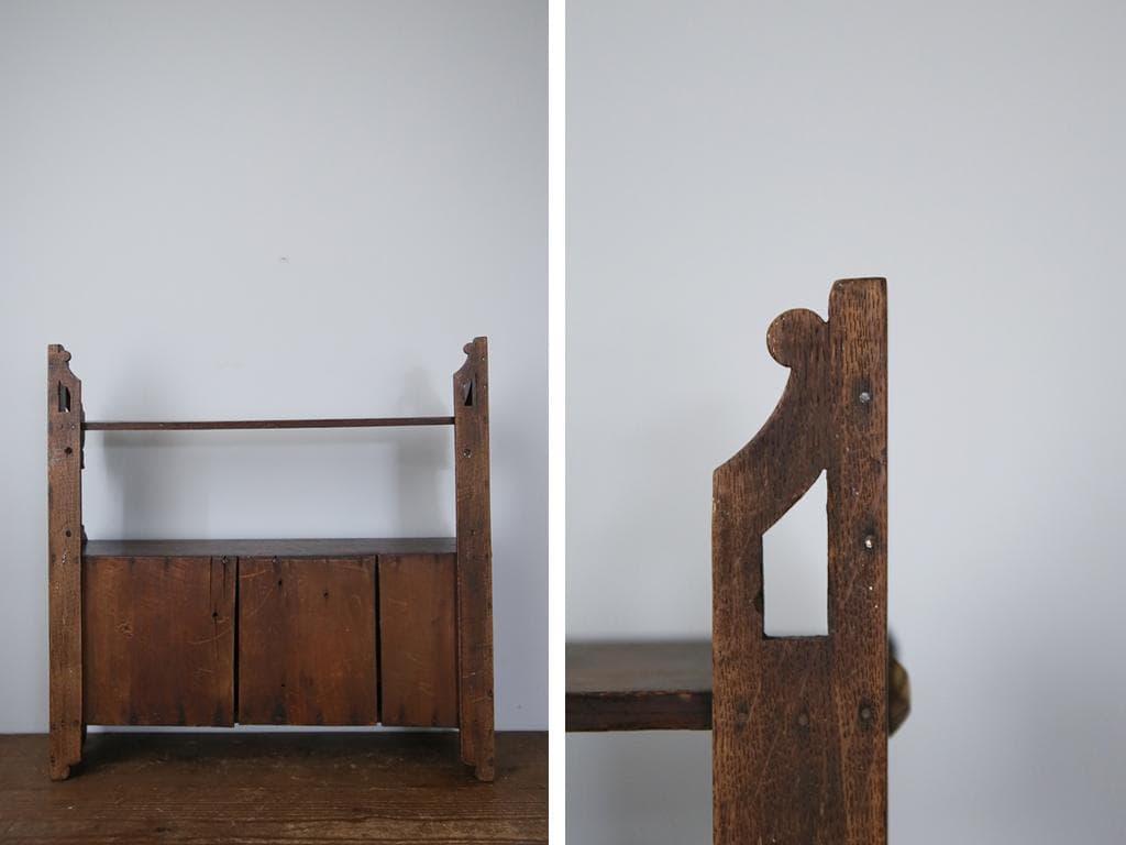 英国アンティーク木製ウォールシェルフ/飾り棚/キャビネット/ラック(89-212