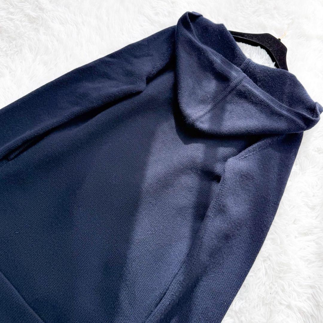 FOXEY カシミヤ100% ロングガウンコート フード付カーディガン ネイビー