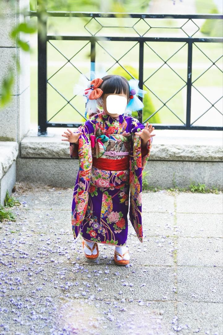 アンティーク着物 だらり帯 髪飾り足袋 セット 七五三 3歳用