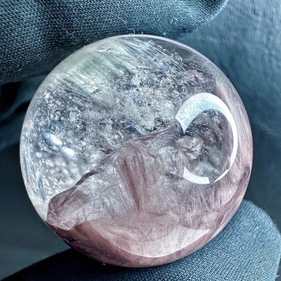 極上別格品❗️超美品♡レインボー☆ピンクサゲニティックインクォーツ丸玉A1295