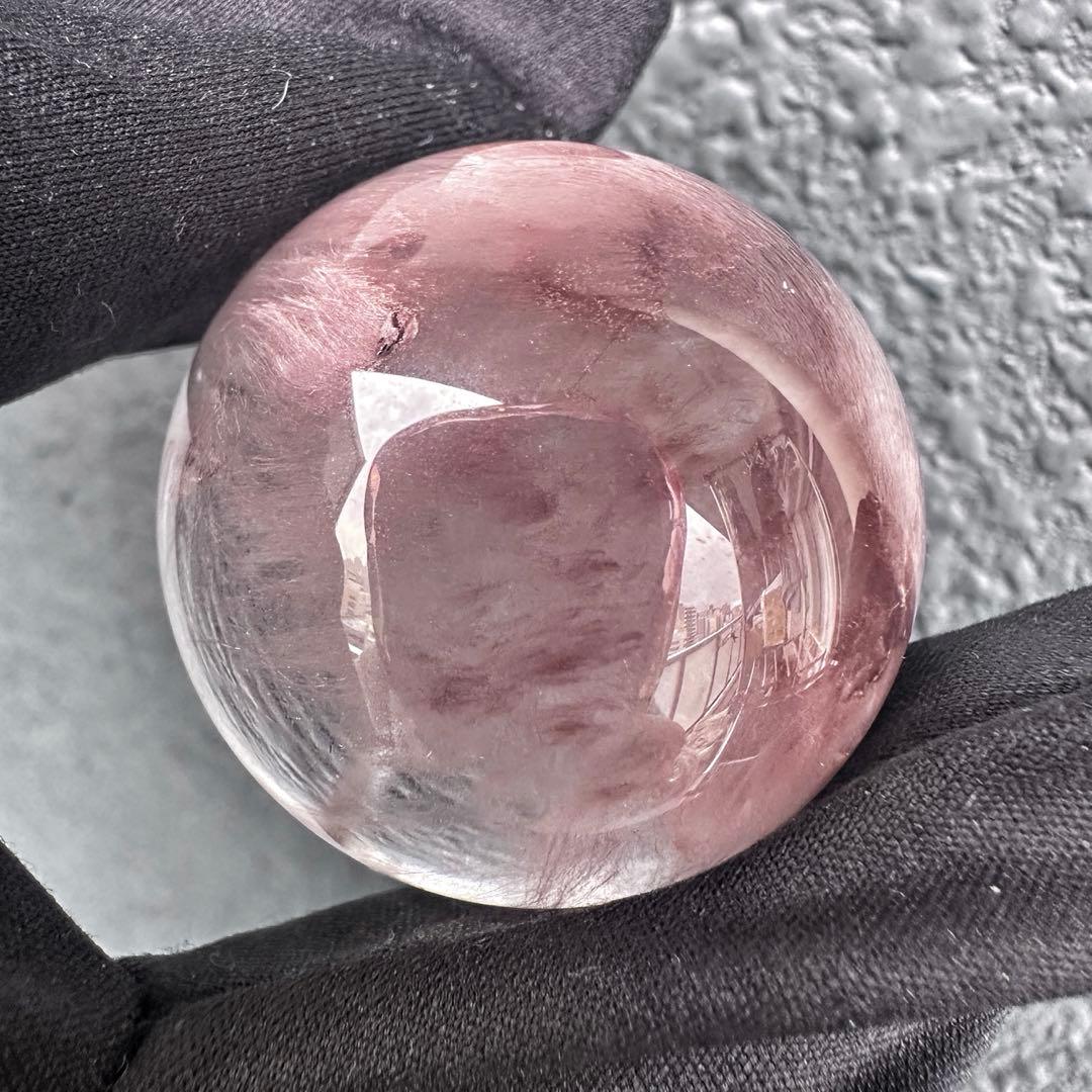 極上別格品❗️超美品♡レインボー☆ピンクサゲニティックインクォーツ丸玉A1295