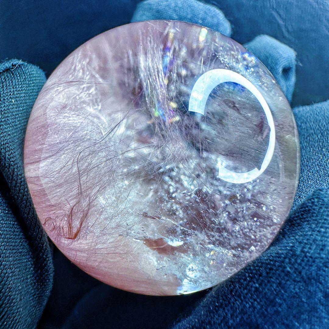 極上別格品❗️超美品♡レインボー☆ピンクサゲニティックインクォーツ丸玉A1295