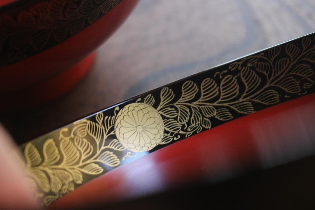 時代逸品！上質朱漆に極上菊桐唐草蒔絵の映えるお椀2点（検輪島塗京塗高台寺蒔絵