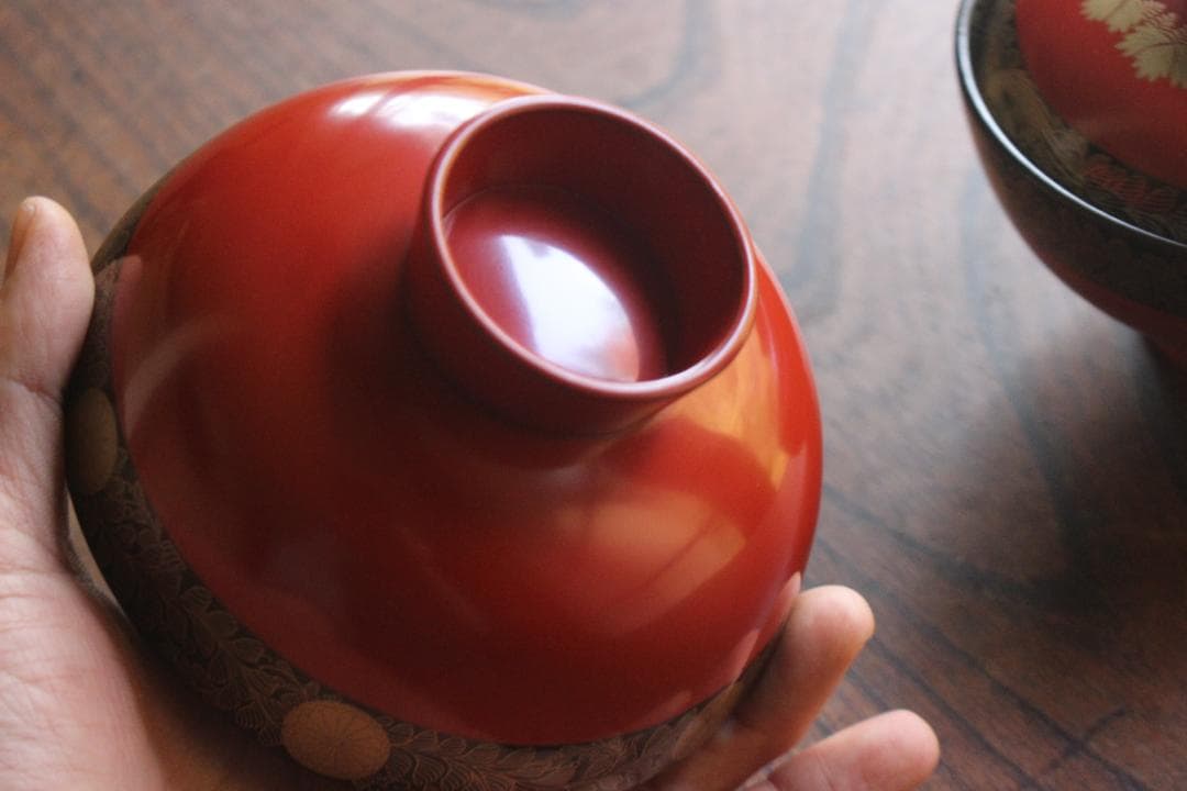 時代逸品！上質朱漆に極上菊桐唐草蒔絵の映えるお椀2点（検輪島塗京塗高台寺蒔絵
