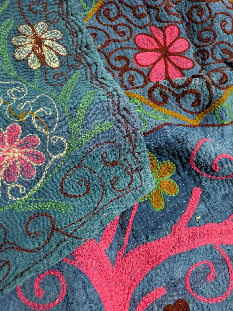 #145 ヴィンテージ ラリーキルト/ カンタキルト/ インディゴ染め　スザニ