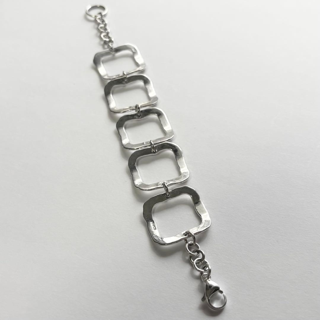 メキシコ製 ヴィンテージ ハンマーテクスチャーリンクブレスレット シルバー925