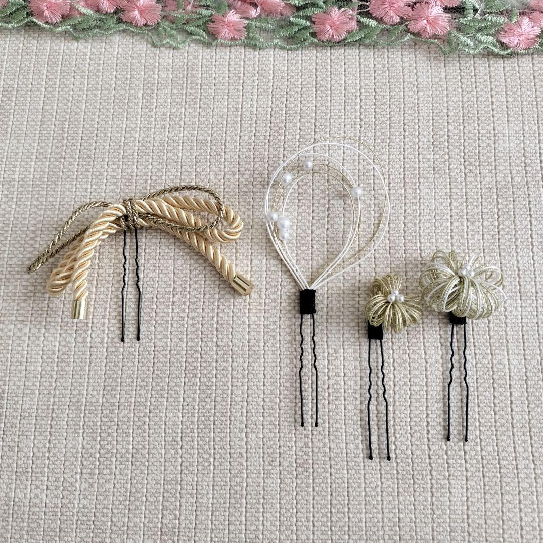 【美品】キャサリンコテージ　七五三 着物グリーン 花柄刺繍　五点セット