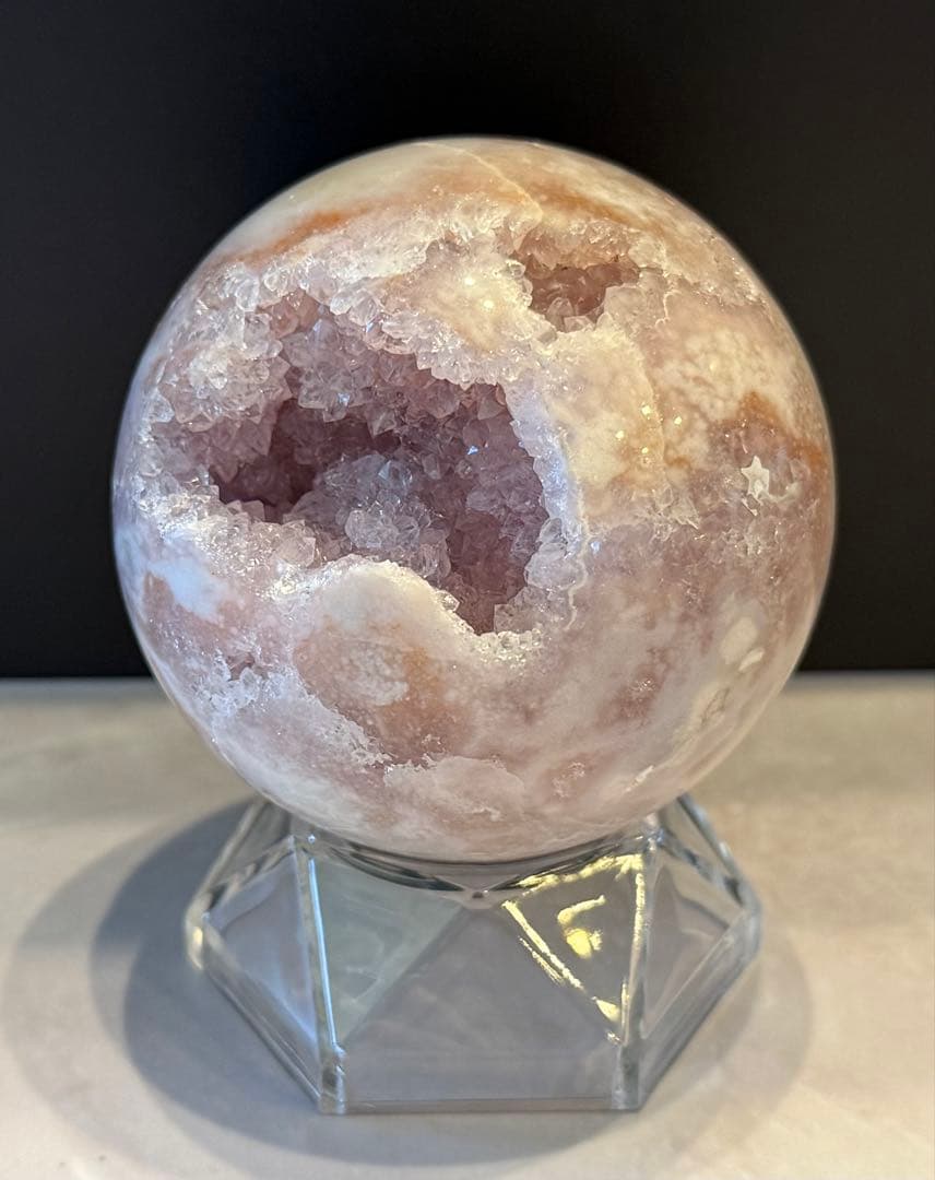 ピンクアメジスト スフィア 丸玉 ⑤ 笑口 ジオード 天然石