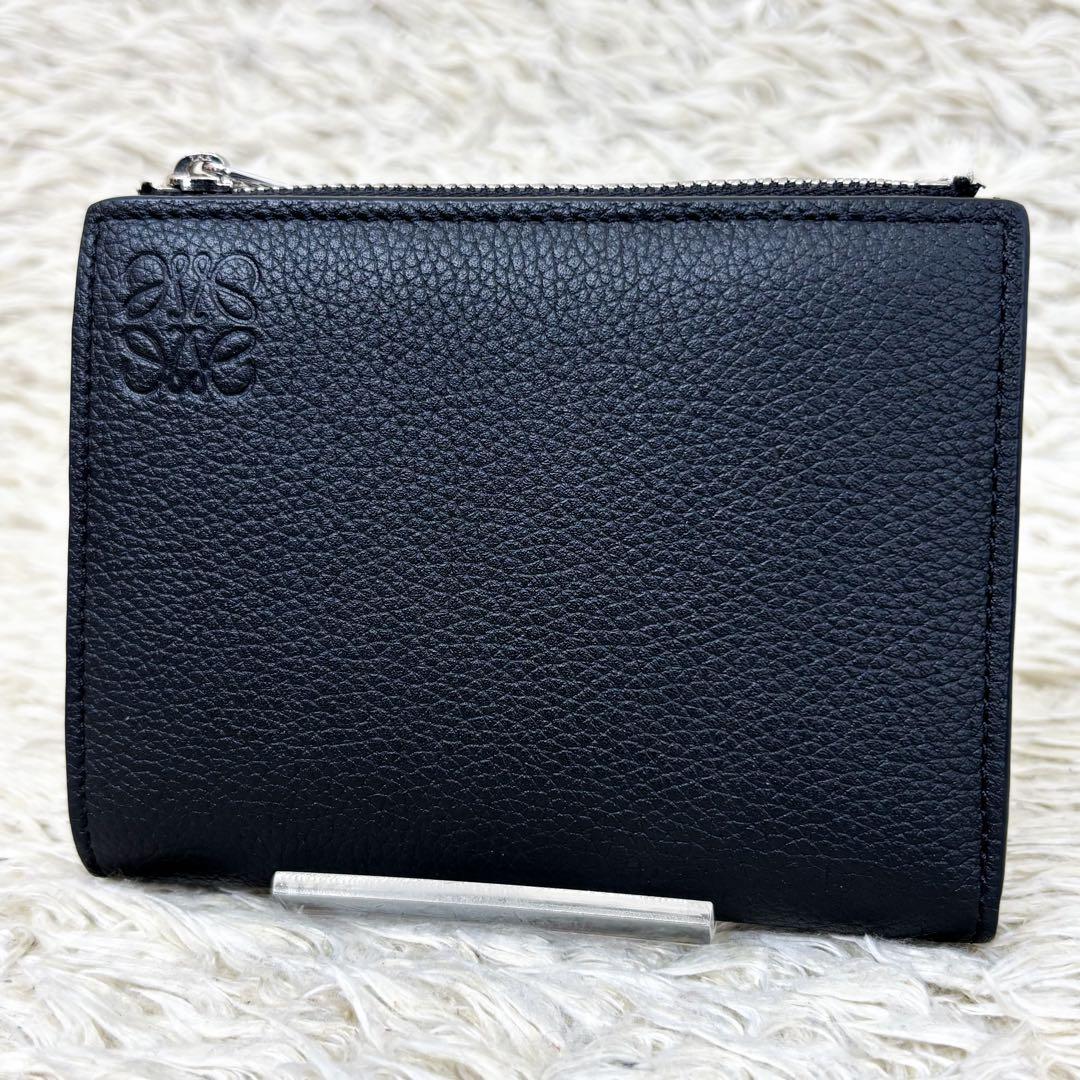 現行【極美品】ロエベ スリムコンパクトウォレット アナグラム ブラック 黒