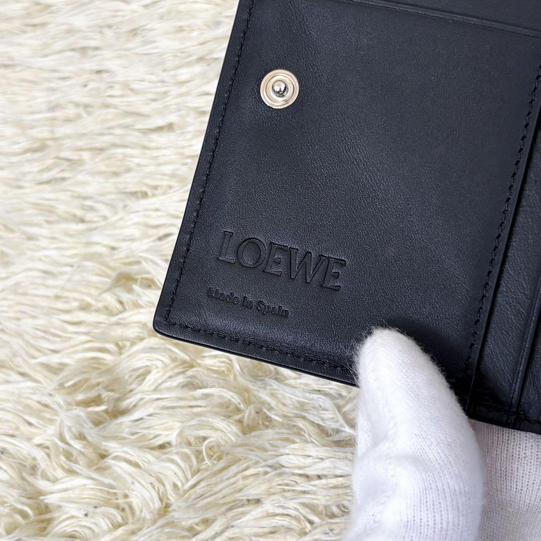 現行【極美品】ロエベ スリムコンパクトウォレット アナグラム ブラック 黒