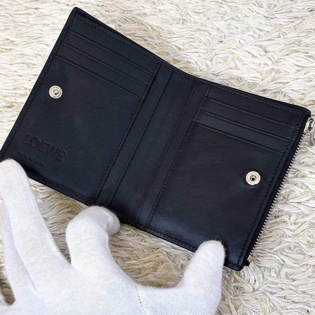 現行【極美品】ロエベ スリムコンパクトウォレット アナグラム ブラック 黒