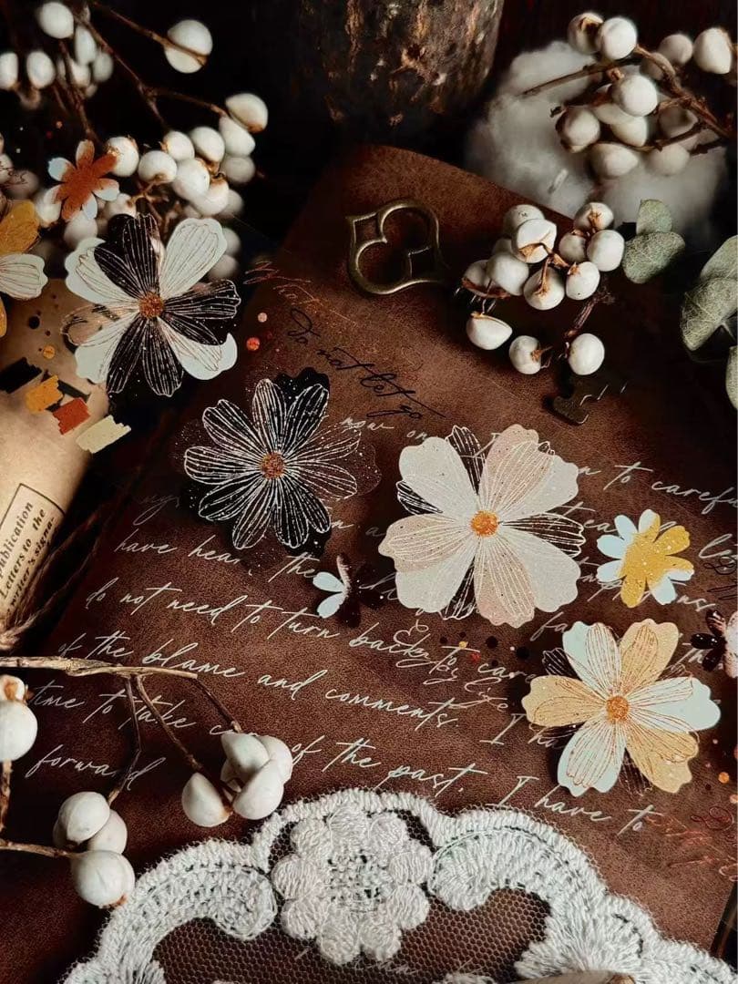 霖蓝汐原创手账《落彩花间》海外マスキングテープ　マステ 【2650】