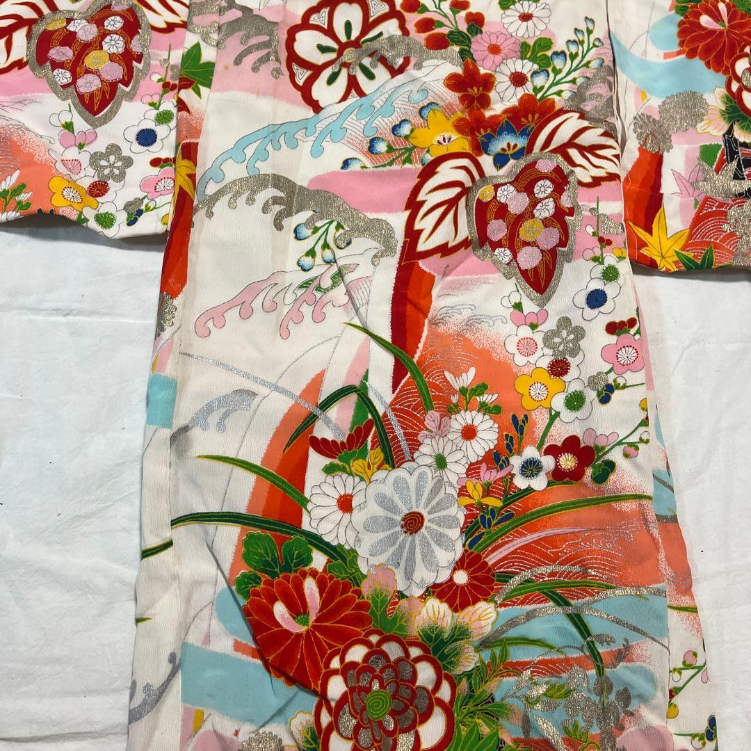 七五三　3歳　被布　着物　アンティーク　正絹　ピンク