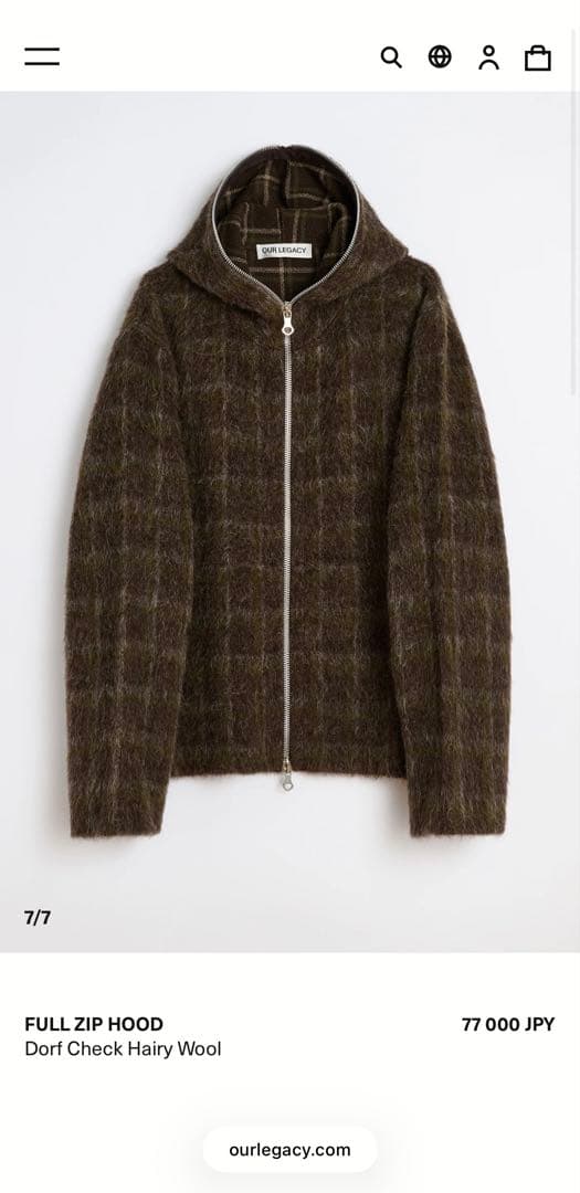 ロンリー OUR LEGACY 25AW FULL ZIP HOOD 44