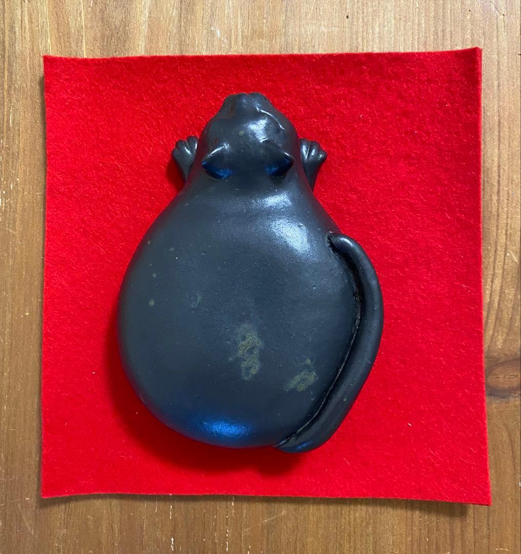 中古品♡【鏡餅 猫】黒猫♡鏡餅♡福猫♡
