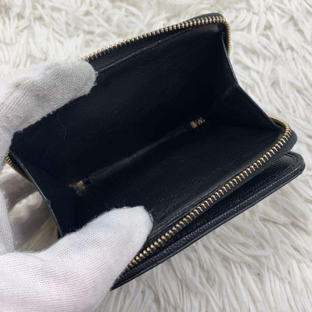 【✨美品✨】サンローラン カサンドラ 二つ折り財布 Vステッチ ブラック