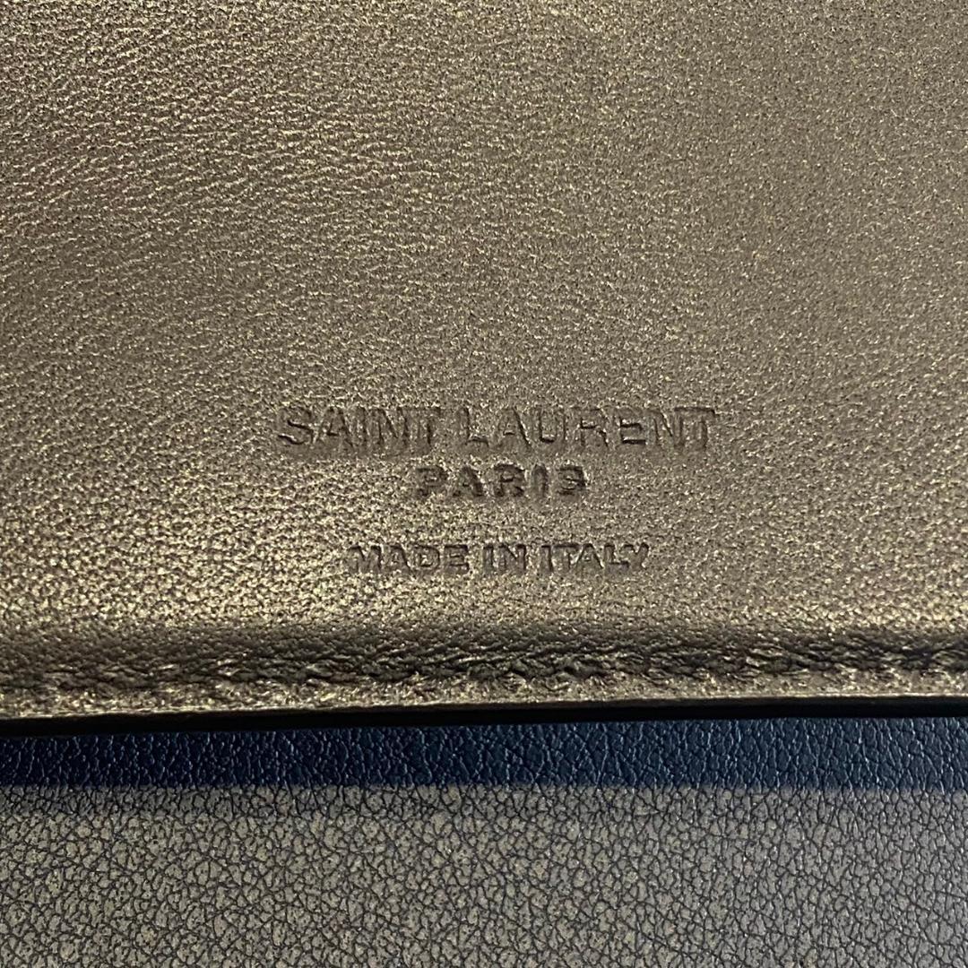 『サンローラン』 マネークリップ クロコ型押し 折り畳みウォレット