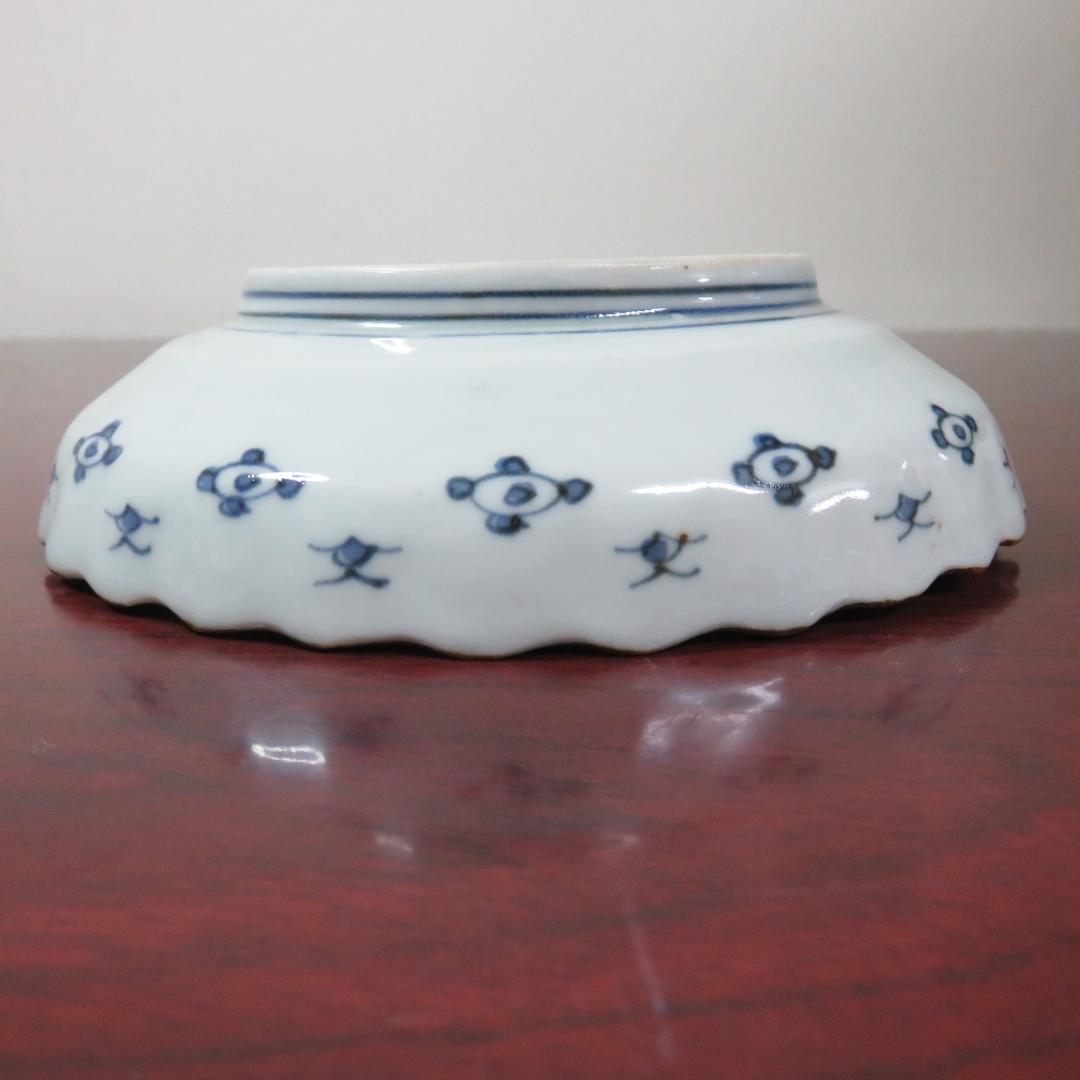 皿 2枚 染付 鳥 花 島 海 窯傷 明治 大正 その1