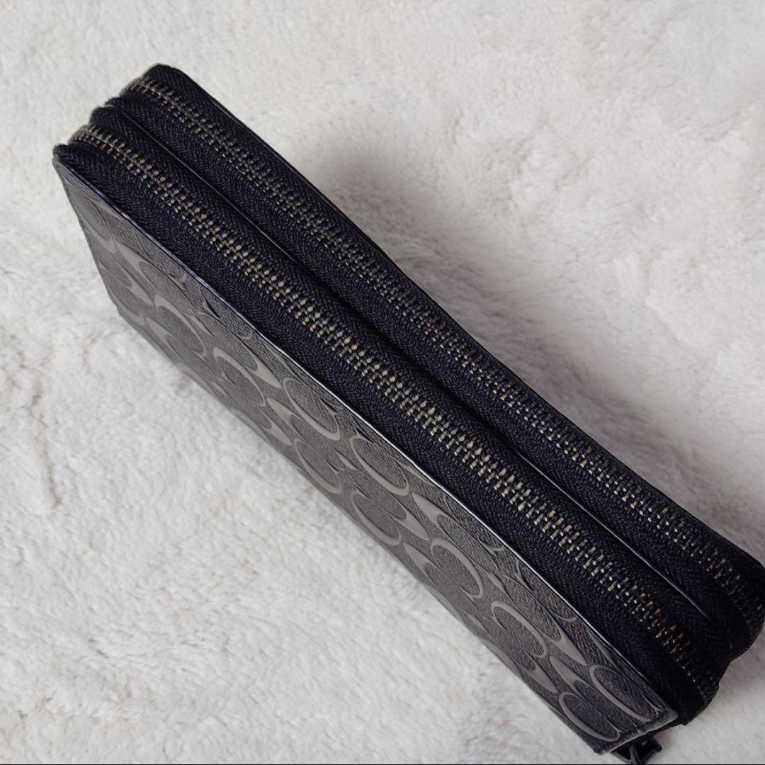 （美品】コーチ型押しトラベルオーガナイザー ダブルジップ セカンドバッグ