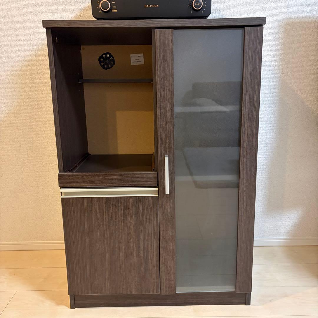 【引取り希望】NITORIダークブラウン レンジボード ガラス扉付き