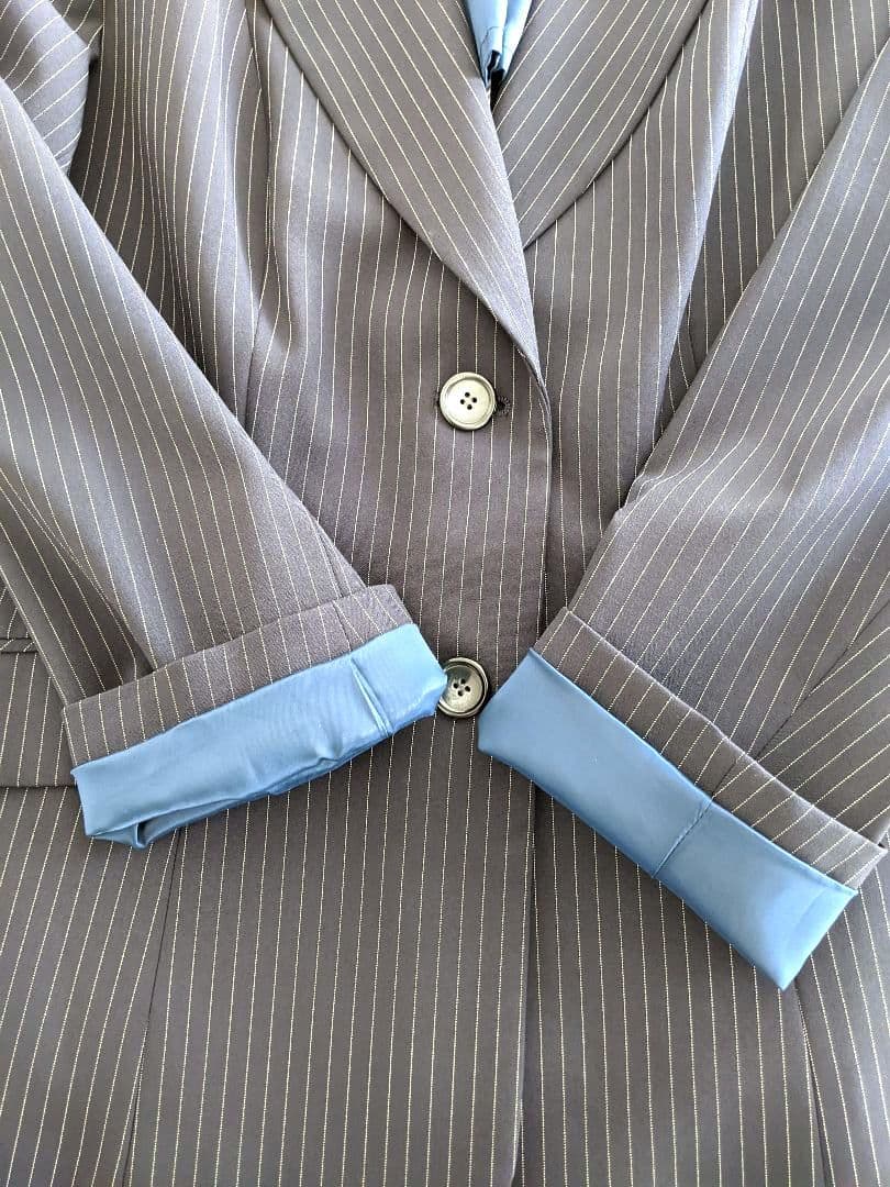 【極美品】大きいサイズ☆GRACY ネイビー ストライプ スーツ