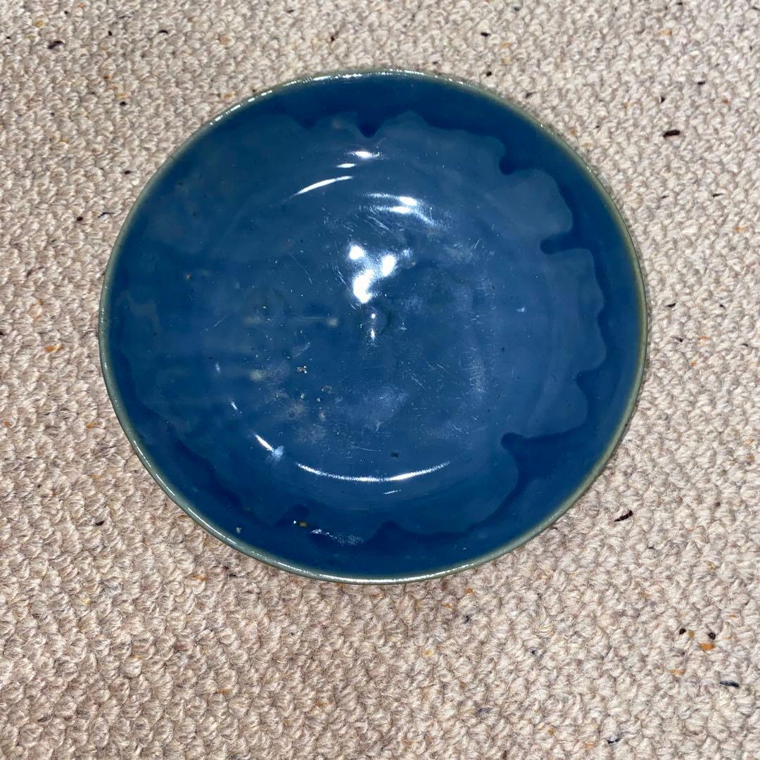 瑠璃色　皿　清時代　初期