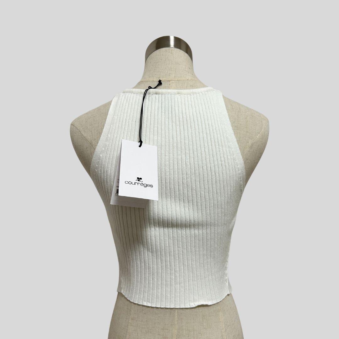 新品XS【クレージュ】CourregesロゴタンクトップRIB KNIT