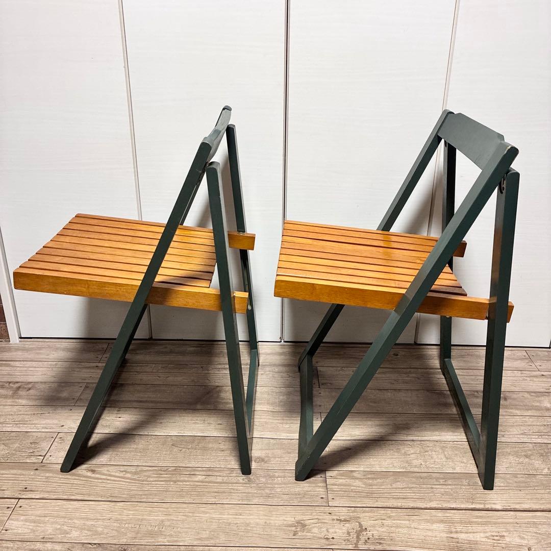 【古道具】 折りたたみチェア フォールディングチェア 2脚セット