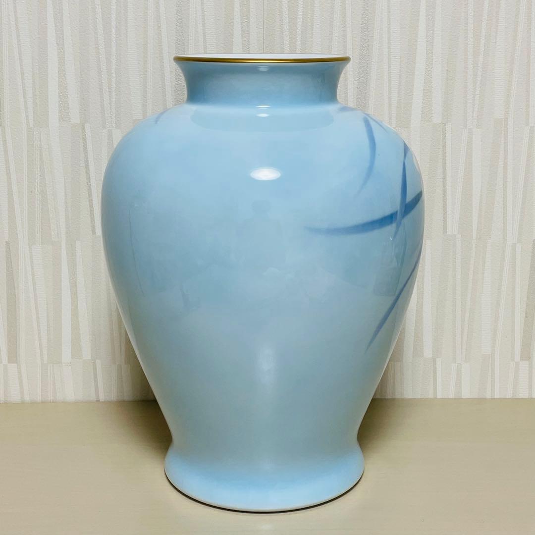 深川製磁 色絵彩磁 洋蘭 花瓶 花器 花入 フラワーベース 壺 高さ 約32cm