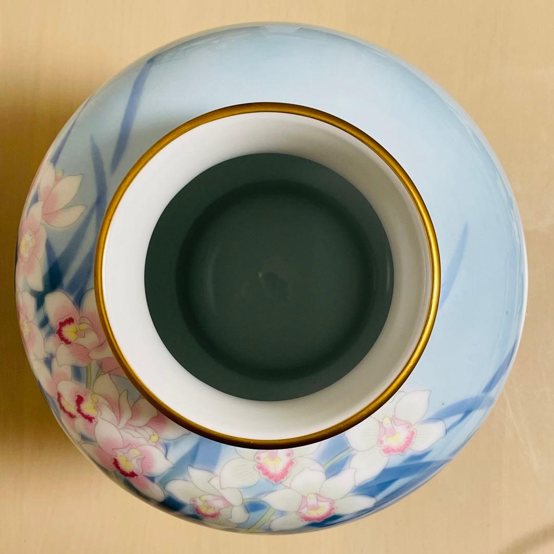 深川製磁 色絵彩磁 洋蘭 花瓶 花器 花入 フラワーベース 壺 高さ 約32cm