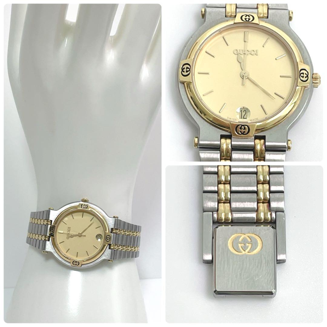 [極上品]GUCCI 9000M 腕時計 ケース付き グッチ 新品電池 ゴールド