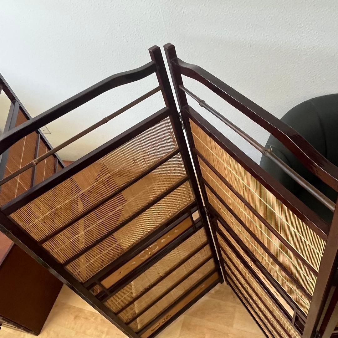 透かし彫り　簾屏風　衝立　パーテーション　間仕切り　昭和レトロ　古民家