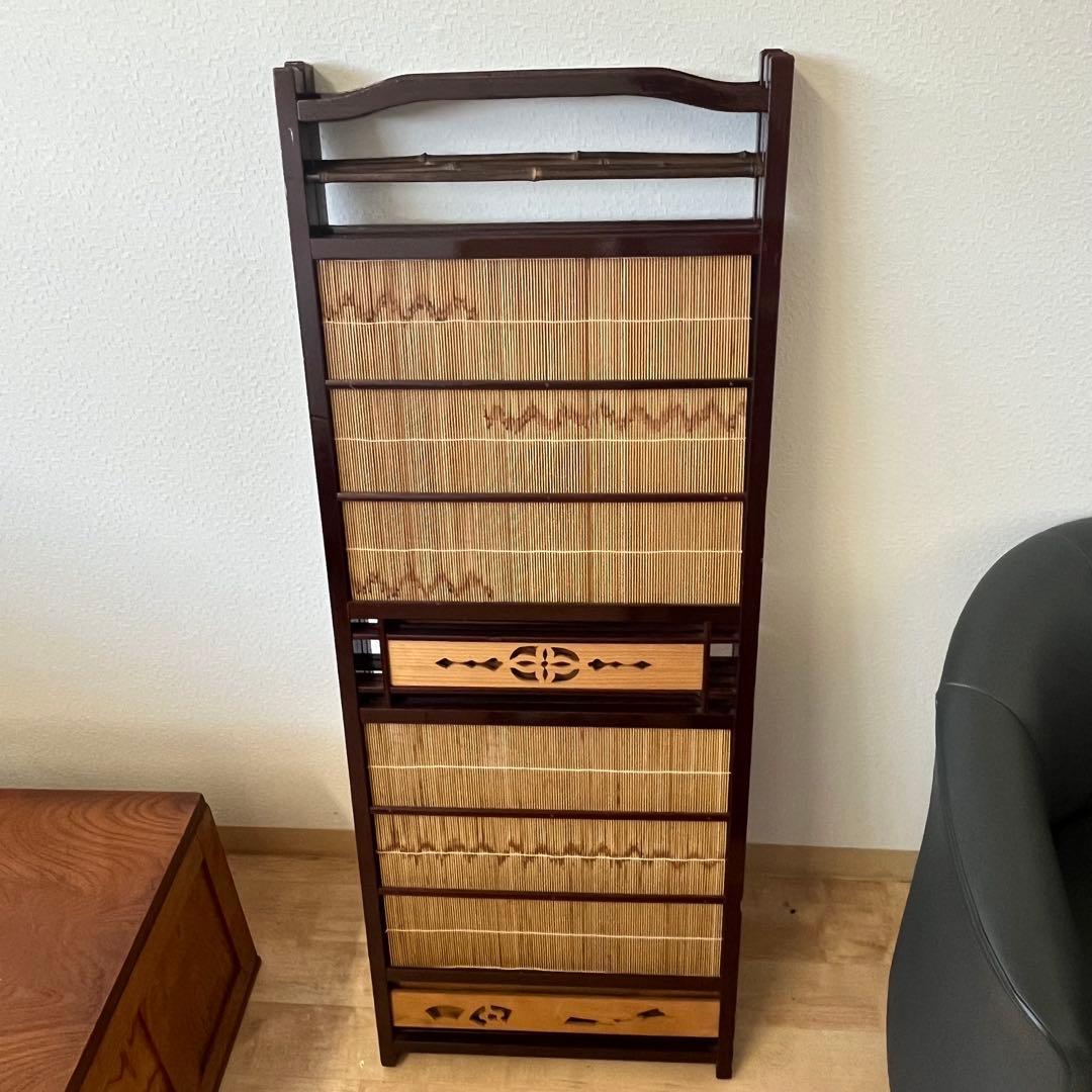 透かし彫り　簾屏風　衝立　パーテーション　間仕切り　昭和レトロ　古民家