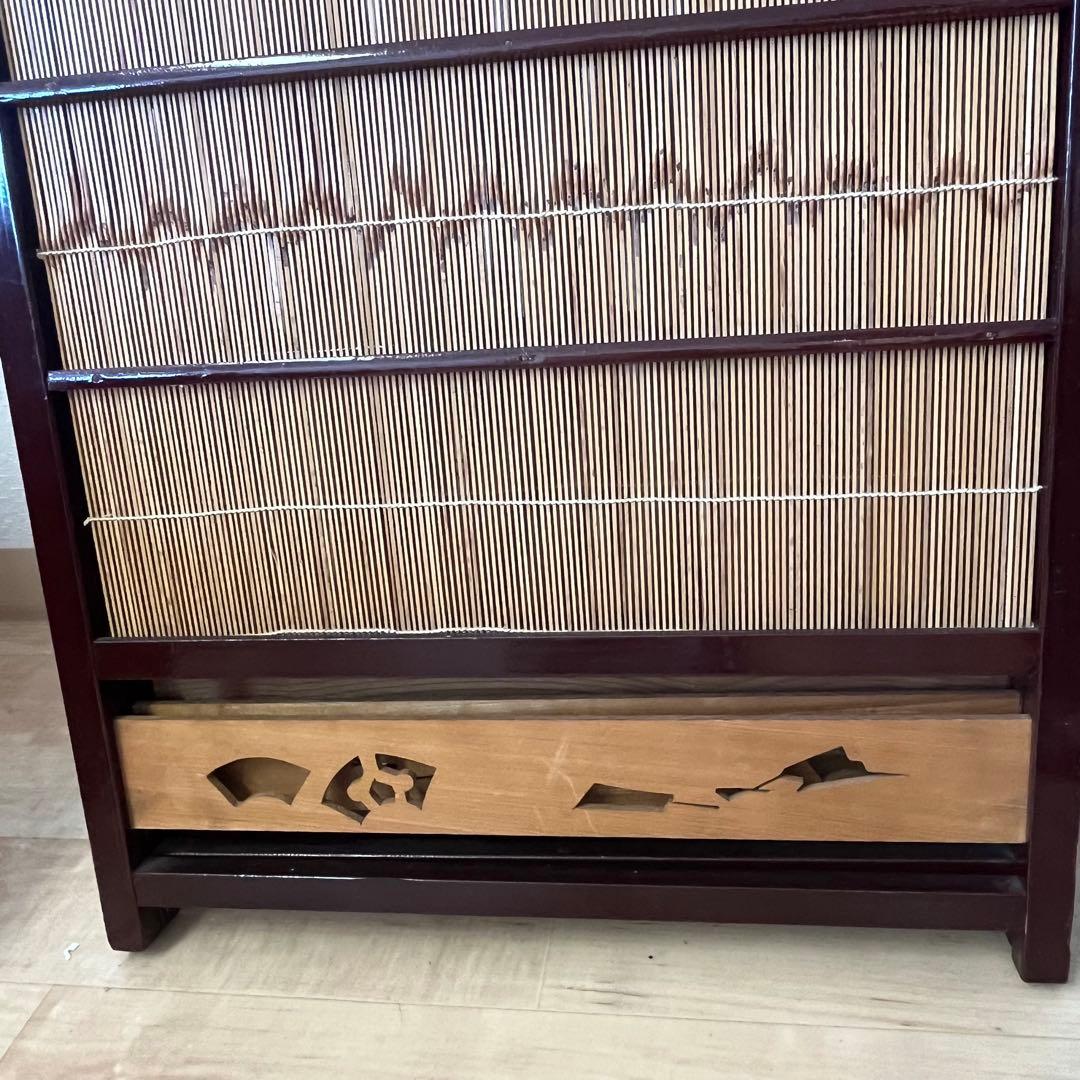 透かし彫り　簾屏風　衝立　パーテーション　間仕切り　昭和レトロ　古民家