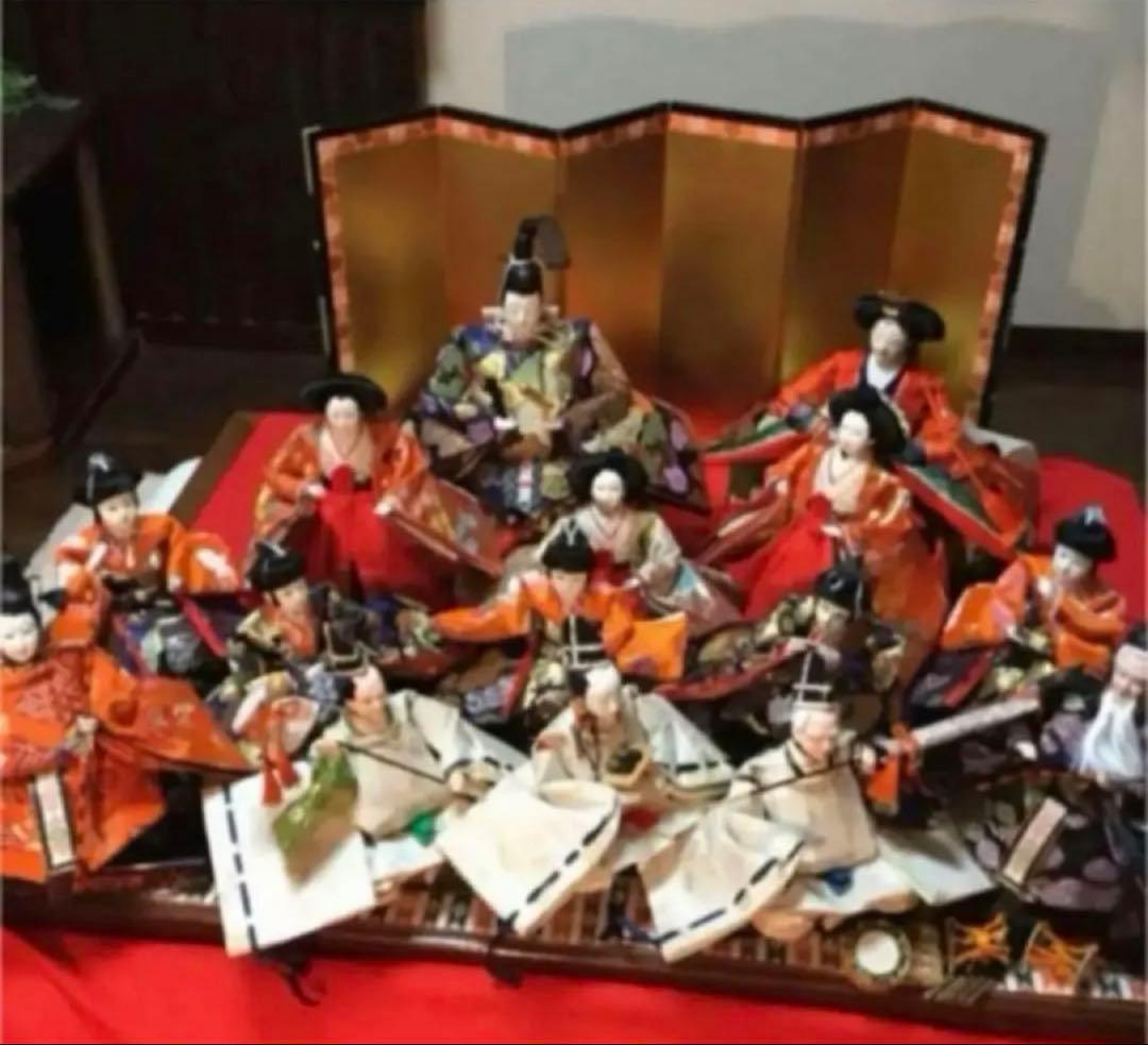 【ひな人形十五人揃い】「本畳親王台付」大ぶりですので施設にも最適ーこ