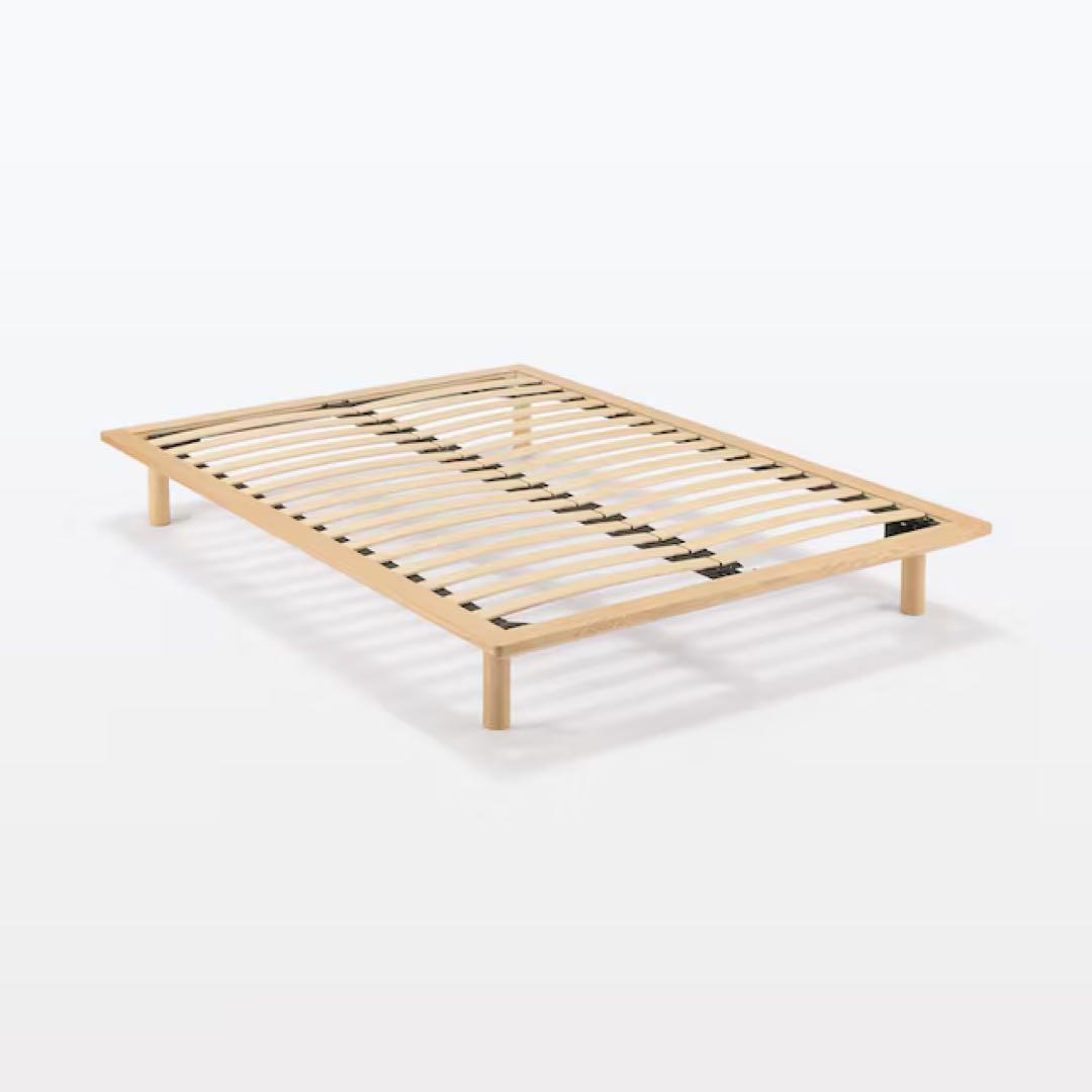 無印良品 オーク材 ダブルベッドフレーム ヘッドボード付 脚付　送料込み