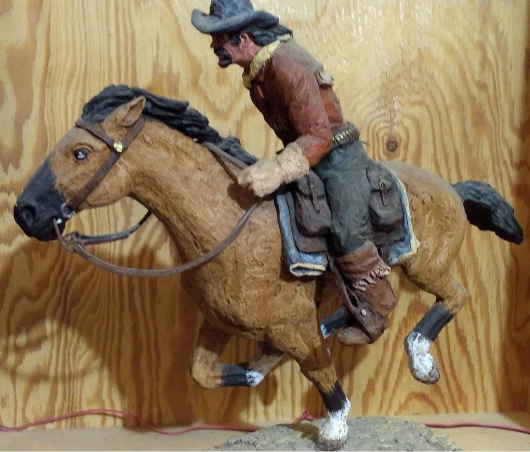 「Pony Express」 古き良きアメリカの大陸横断の速達郵便の彫刻