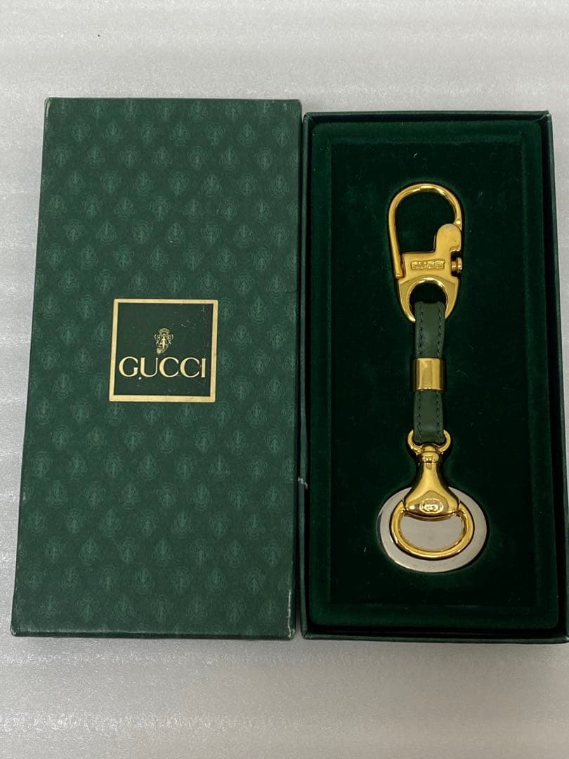 3-2458 オールドグッチ キーホルダー インターロッキング ヴィンテージ箱付