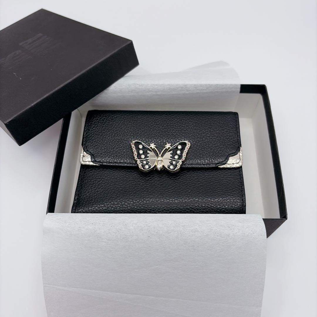 ANNA SUI アナスイ 財布 三つ折り ラムール レザー 蝶 バタフライ