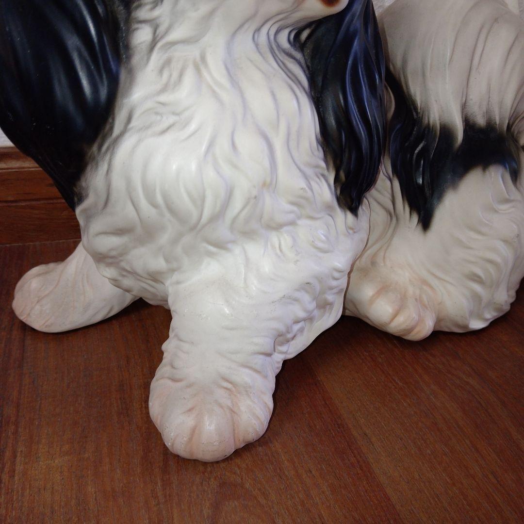 【Demain】ITALY製　狆　チン　スパニエル　犬　陶器　置物　サイン有り
