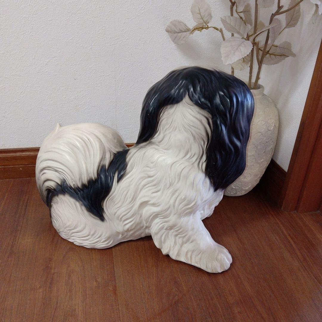 【Demain】ITALY製　狆　チン　スパニエル　犬　陶器　置物　サイン有り