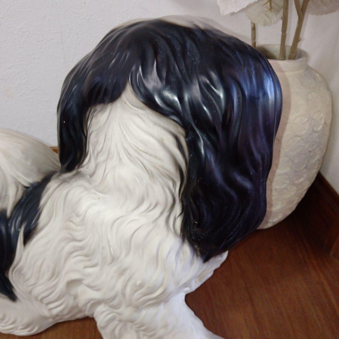 【Demain】ITALY製　狆　チン　スパニエル　犬　陶器　置物　サイン有り