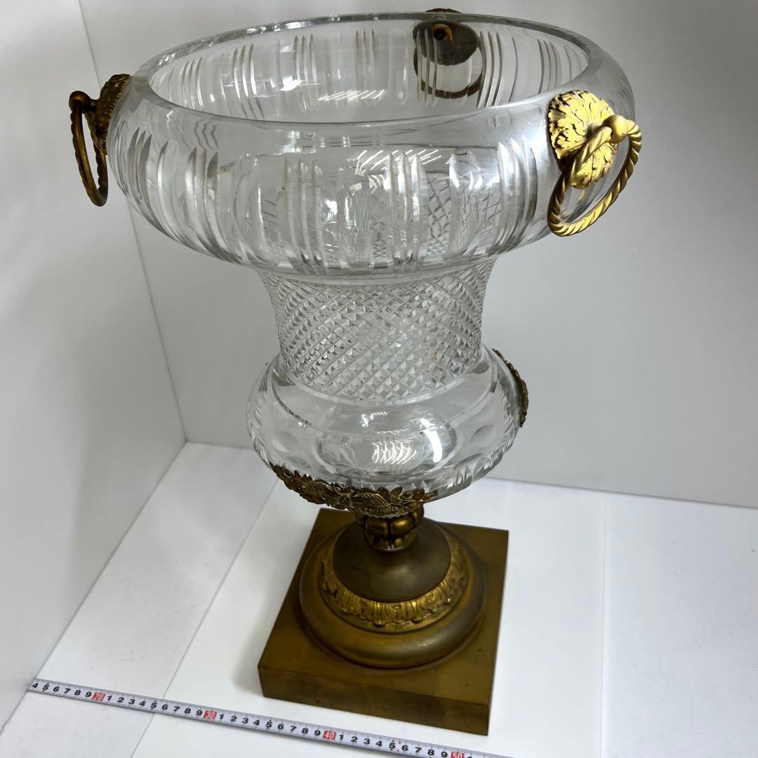 明治時代　ギヤマン切子　大花瓶　高さ48㎝　トヒチサ　東な8-0106④