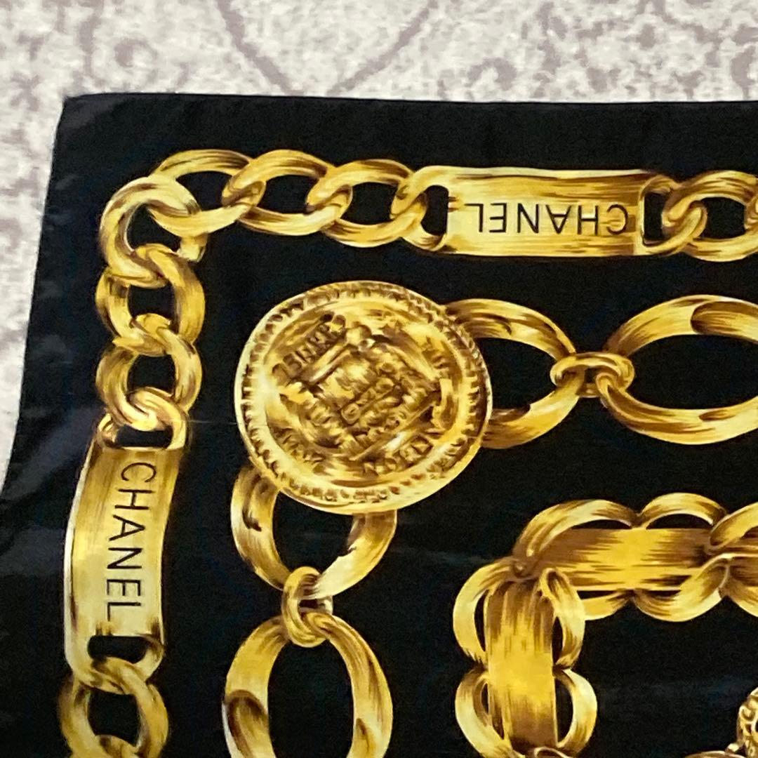 y*6様 CHANEL シャネル チェーン柄 シルクスカーフ 85×85cm