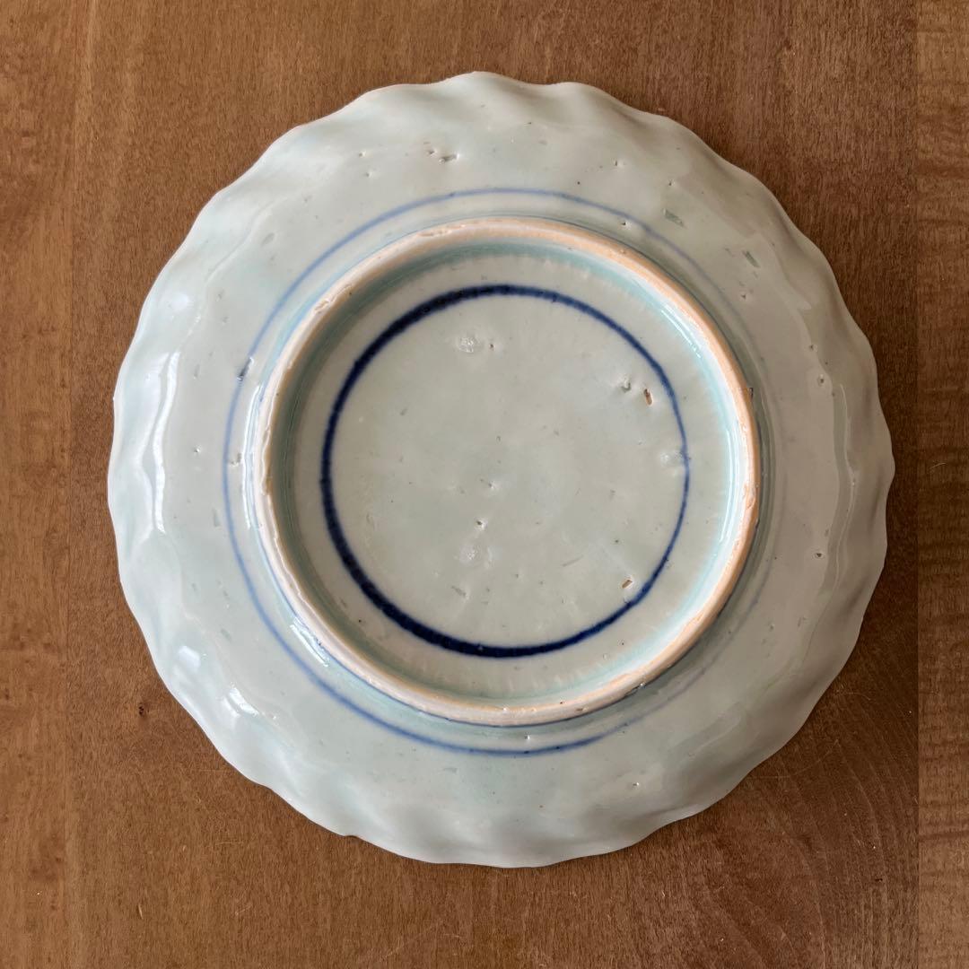 村田森　染付輪花皿