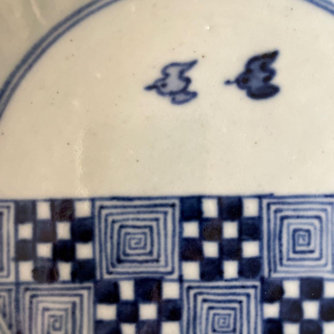 村田森　染付輪花皿