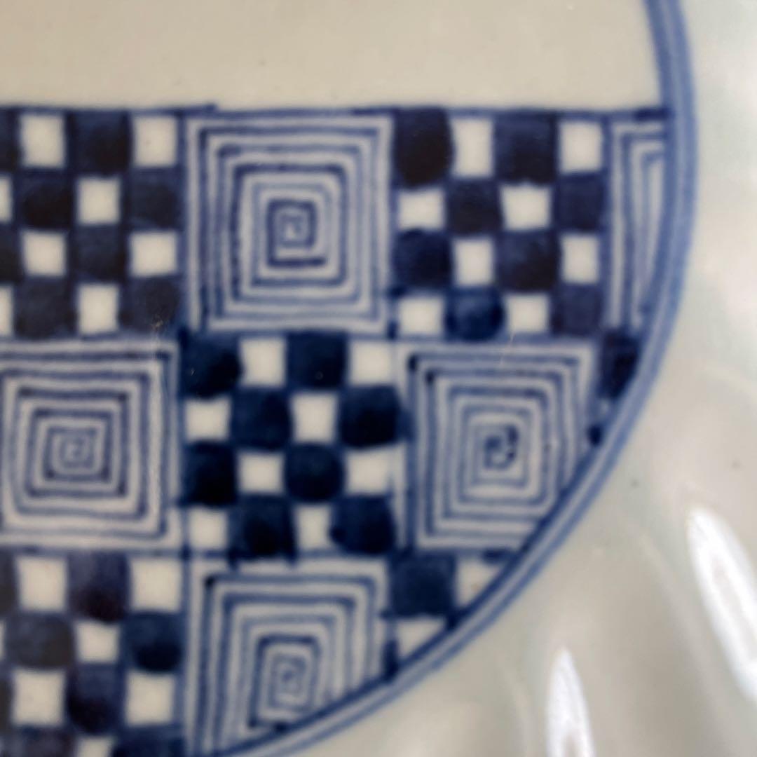 村田森　染付輪花皿