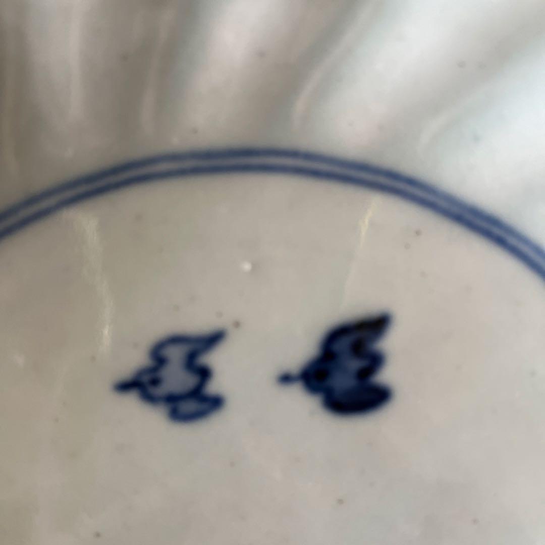 村田森　染付輪花皿