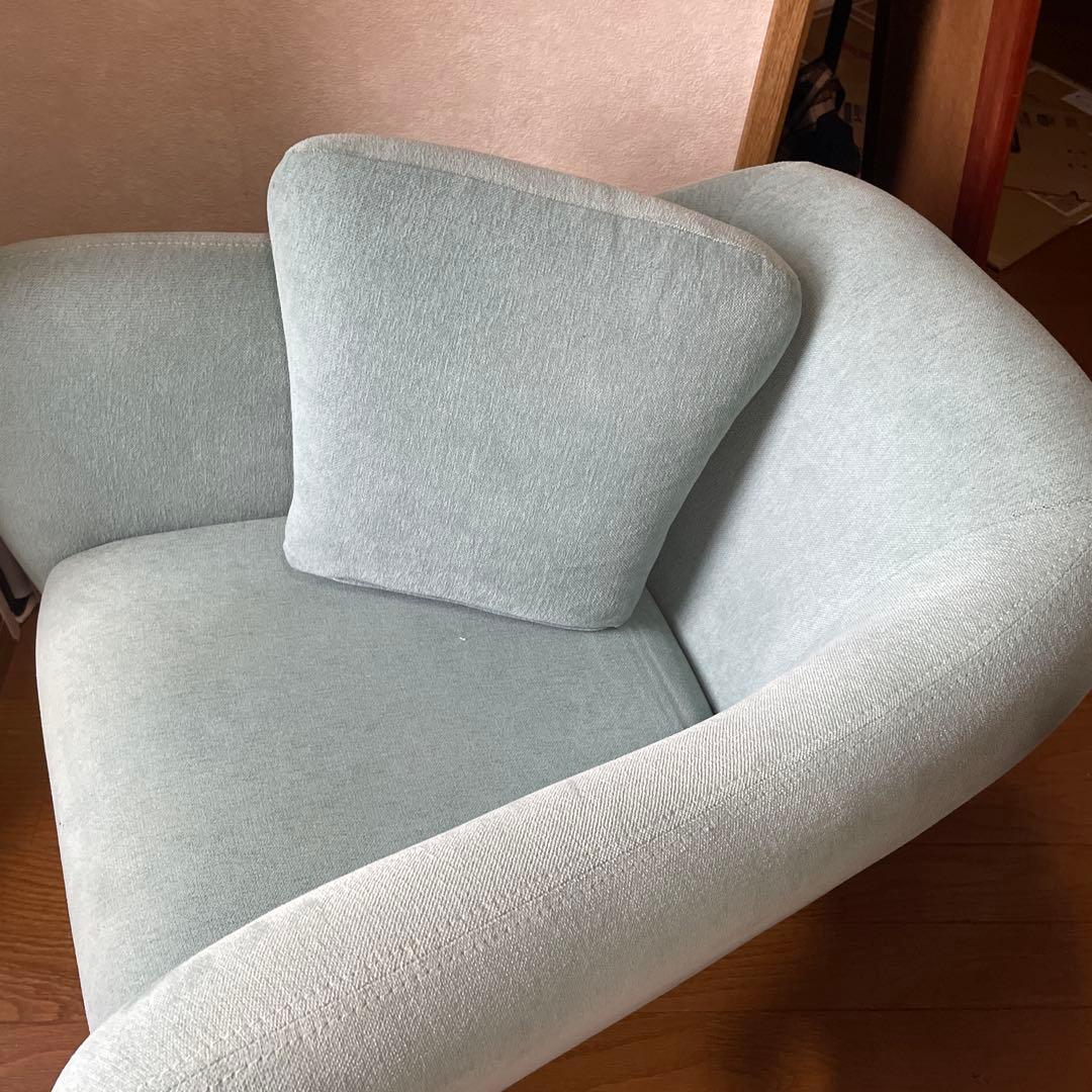 IDÉE ミニミラーアームチェア　一人掛けソファ　ブルーグレー